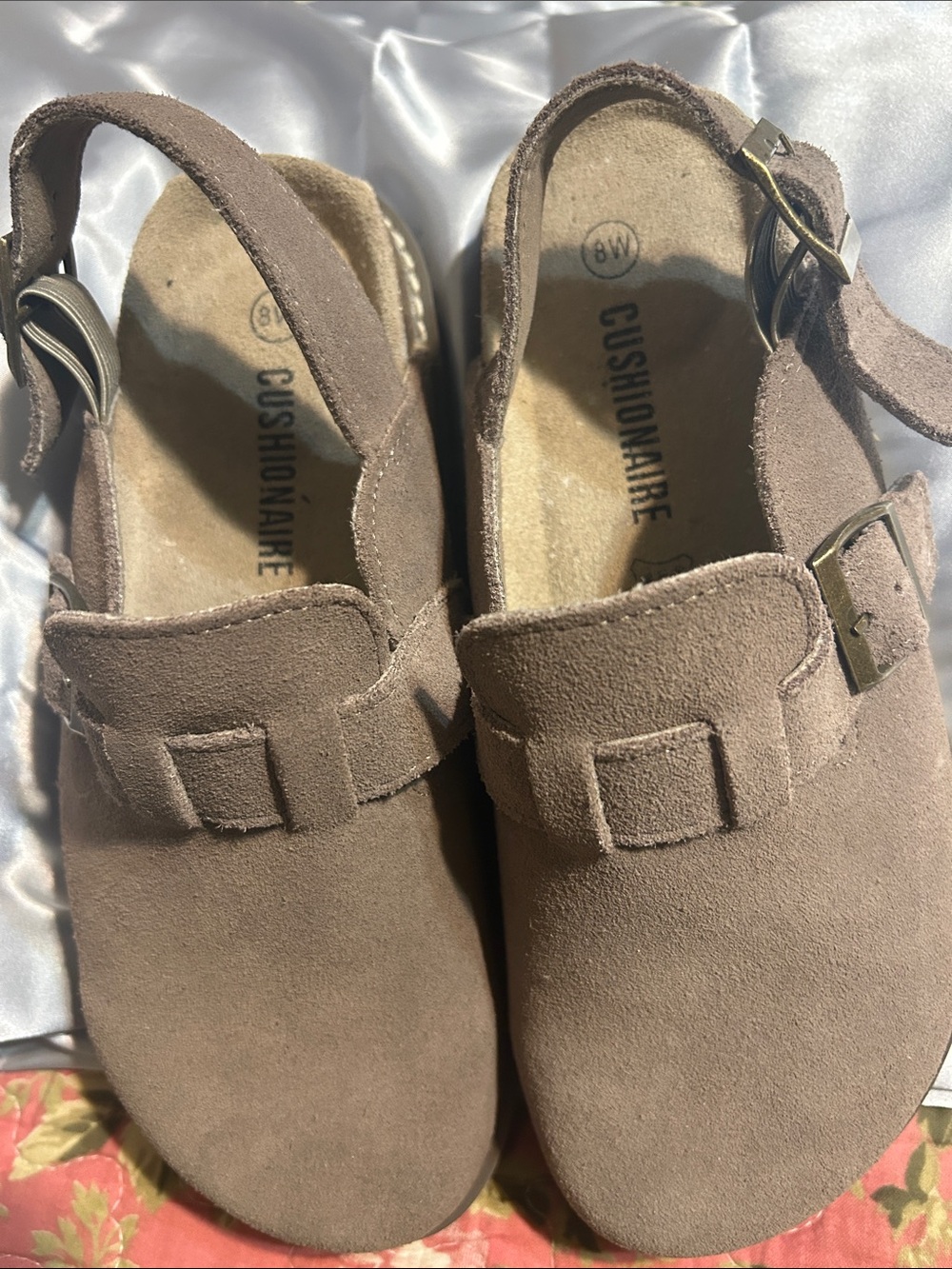 Suede Closed-Toe clogs Slingback Sandals in tan